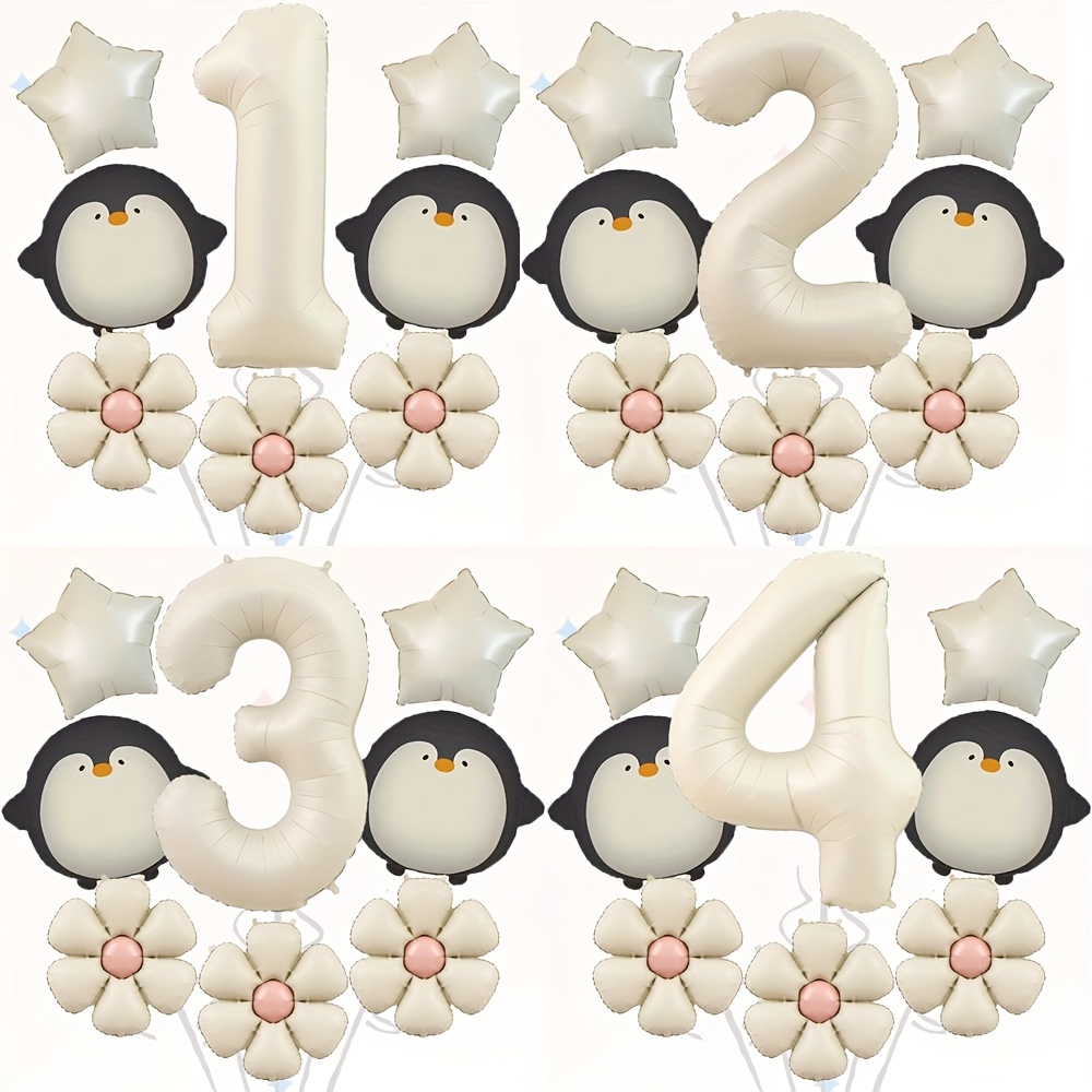 Home Decor Daisy - 8 個のペンギン デイジー クリーム色のバルーンセット 誕生日パーティーの集まりの装飾用品 ホームデコレーション