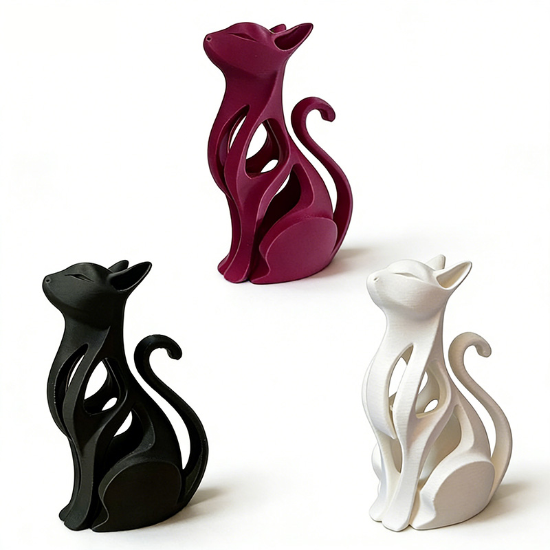Abstract Sculpture Resin - モダンアート猫像3Dプリントミニマリストホームデコレーション置物エレガントな座り猫彫刻デスクトップオーナメント