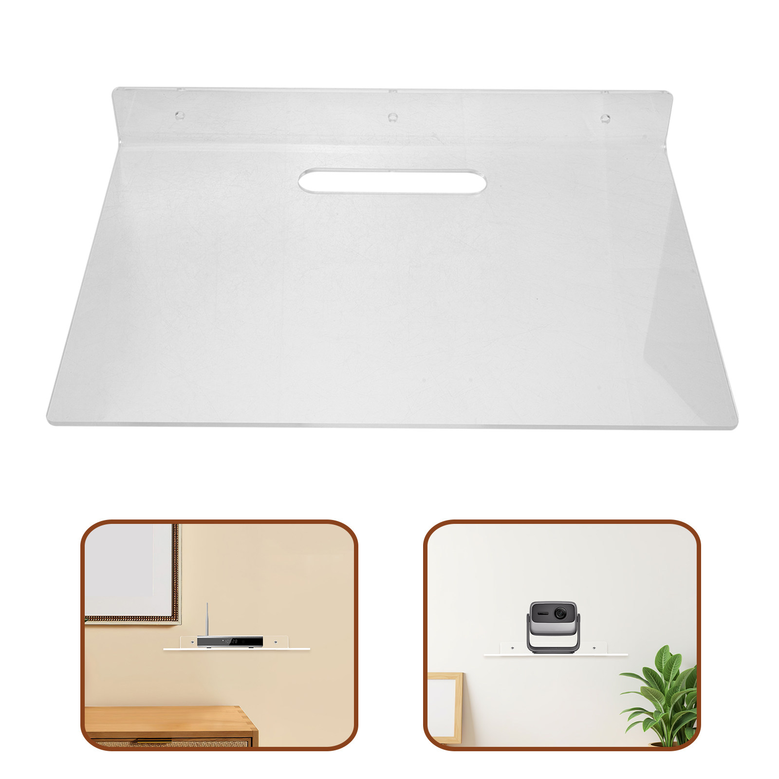 Floating Shelves - 1セット 透明アクリル製 壁掛けフローティングシェルフ 11.8x7.9インチ L字型 透明省スペースシェルフ