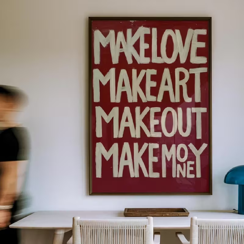 Home Decor Reviews - モダン、レトロな自作の「Love Kisses Me」の引用句ウォールアートプリントキャンバス絵画ポスター、リビングルーム、寝室の家の装飾用