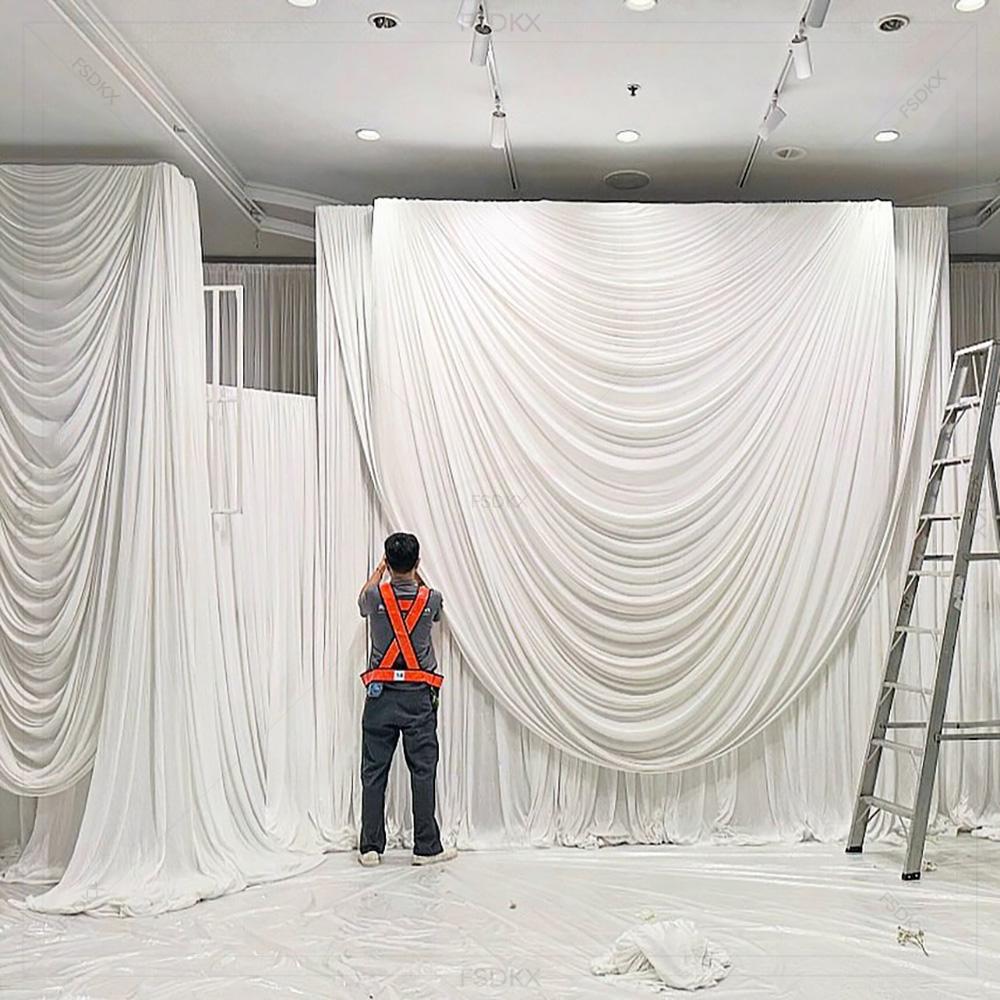 Home Decor White - FSDKX 格安 ホワイト アイスシルク生地 ウェディングパーティー バックドロップ