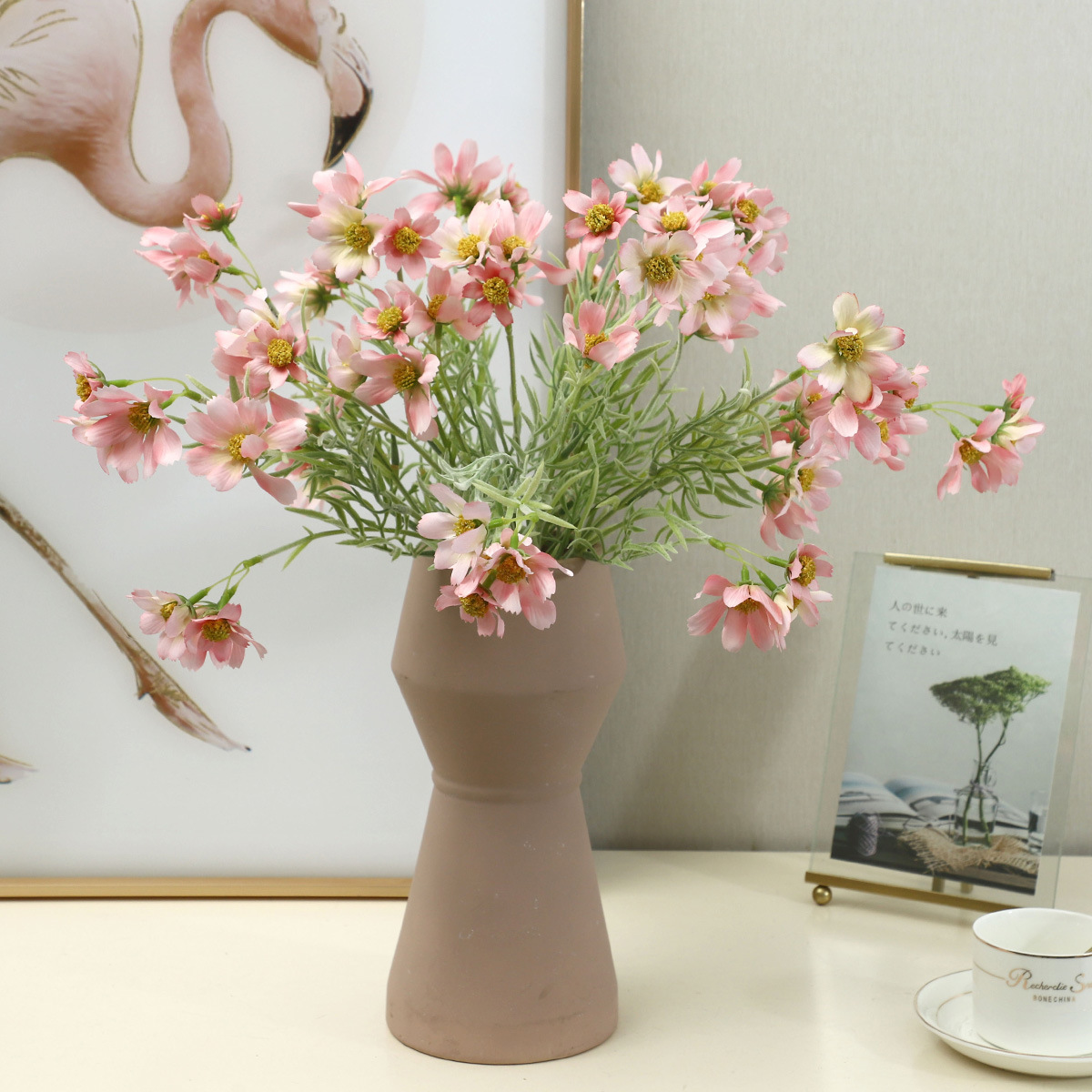 Home Decor Daisy - 10Pc 造花 6head コスモスシルクフラワーブライダルブーケホームリビングルームの装飾品結婚式の装飾写真撮影の小道具デイジー