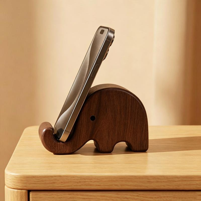 Home Decor Inspo - シンプルな無垢材ブラックウォールナット製電話スタンド名刺ディスプレイラックホームオフィスデスクトップ装飾オーガナイザー