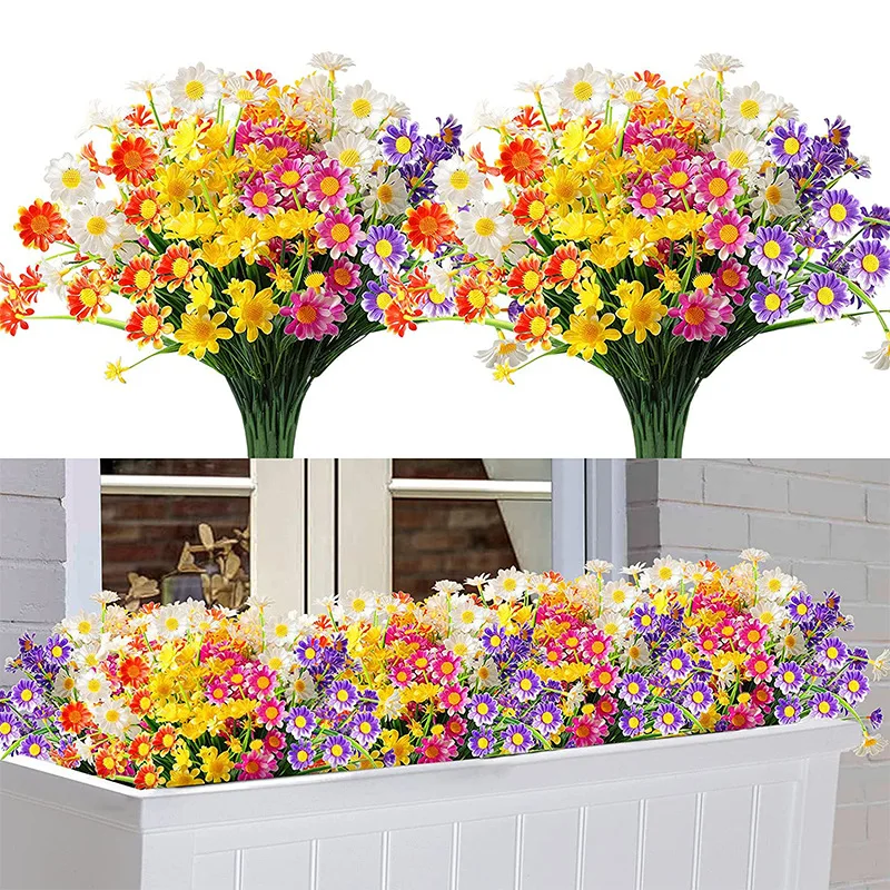 Home Decor Daisy - 35 センチメートル造花デイジー抗 UV 非退色プラスチック植物家の装飾窓屋外プラスチックフラワー結婚式の装飾