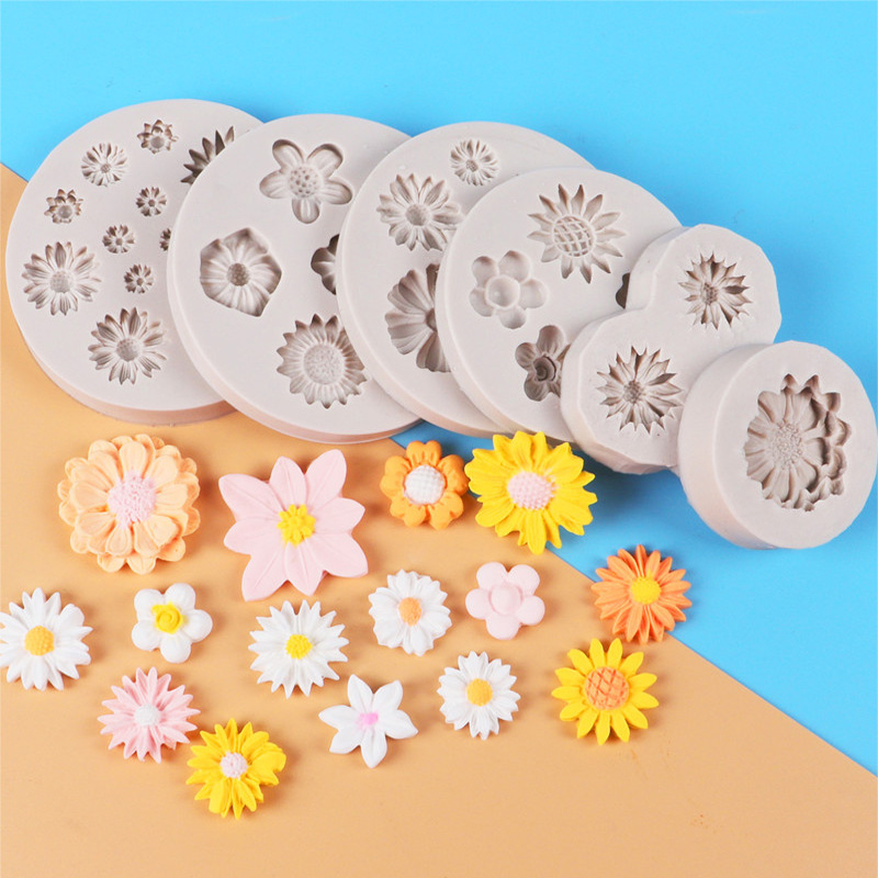 Home Decor Daisy - ソフトシリコンデイジー焼き型,3D菊の花の形,フォンダンチョコレート,装飾ツール