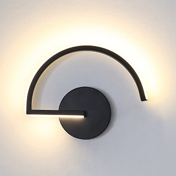 Home Decor White - モダンな北欧LEDウォールランプ、ミニマリストブラック幾何学模様の壁掛け照明、寝室ベッドサイド、リビングルームの装飾、クリエイティブなホームライト