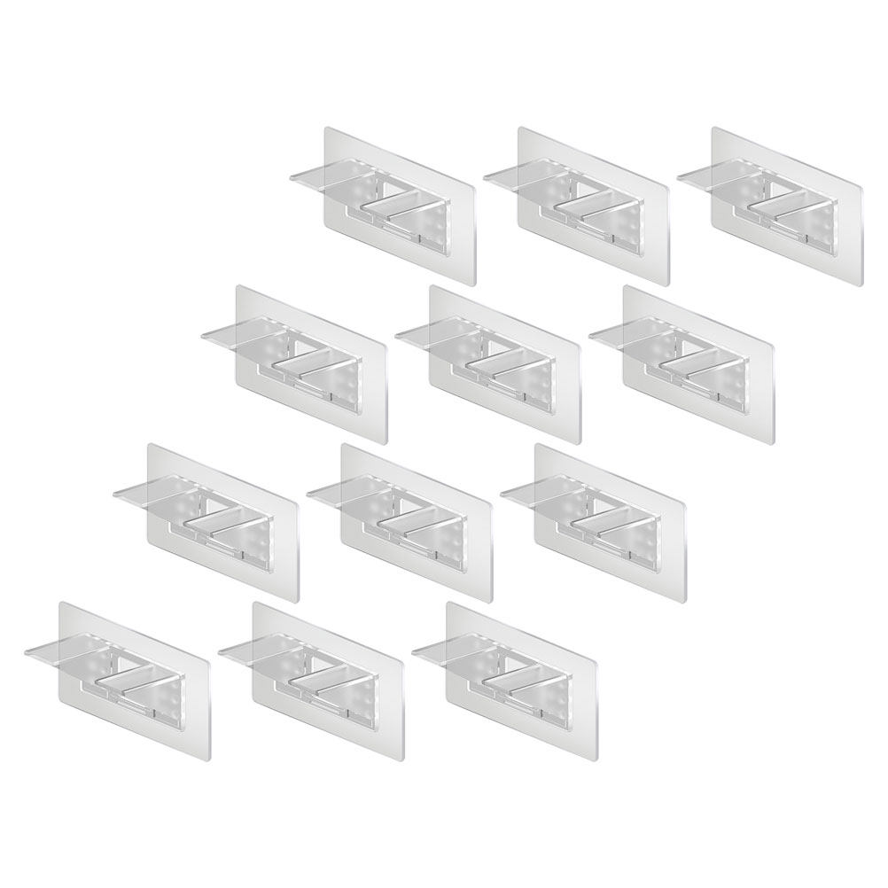 Floating Shelves - 12個入り 透明アクリル製棚用支柱。浴室、キッチン、本棚、壁掛け棚など、重いものを載せても安定する、釘不要の頑丈な棚用サポート。