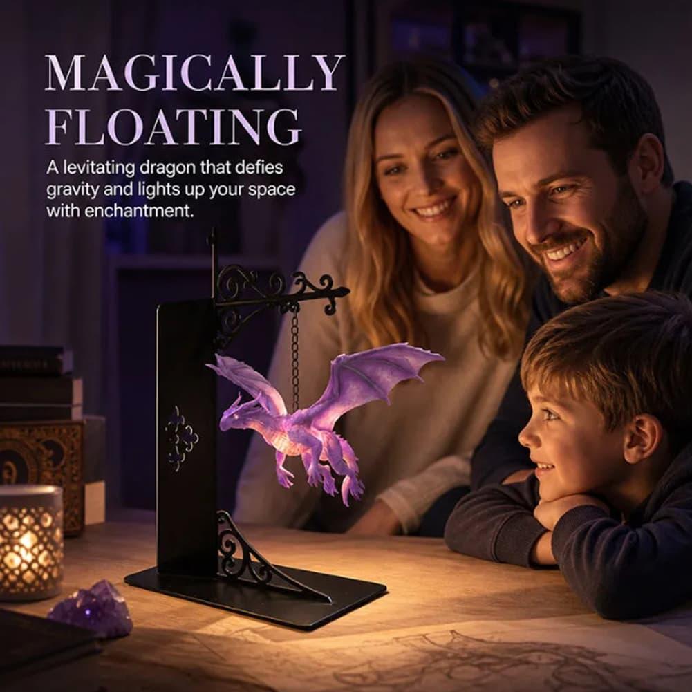 Floating Shelves - ホームライブラリーデスクシェルフ装飾ギフト 吊り下げドラゴン ウォームアンバーLEDランタン 本愛好家向け 新型フローティングドラゴンブックシェルフランプ