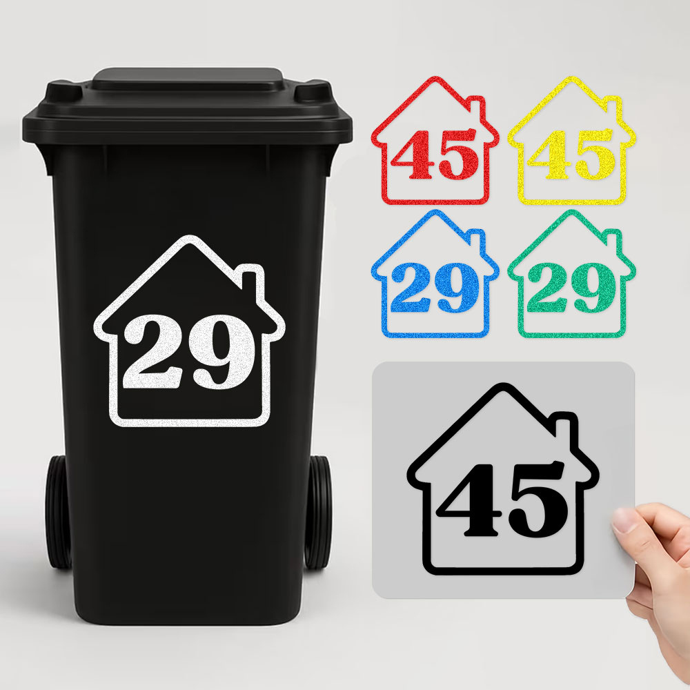 Home Decor Inspo - 3 個カスタム反射ゴミ箱家番号ステッカーパーソナライズされた防水ビニールステッカー新しい家の装飾高さ 20/25 センチメートル