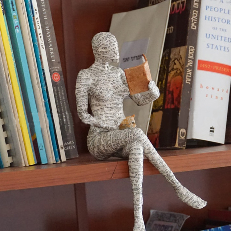 読書をする女性の抽象彫刻、ヨガの女性像、北欧風のリビングルー - Abstract Sculpture Resin のレビューと価格