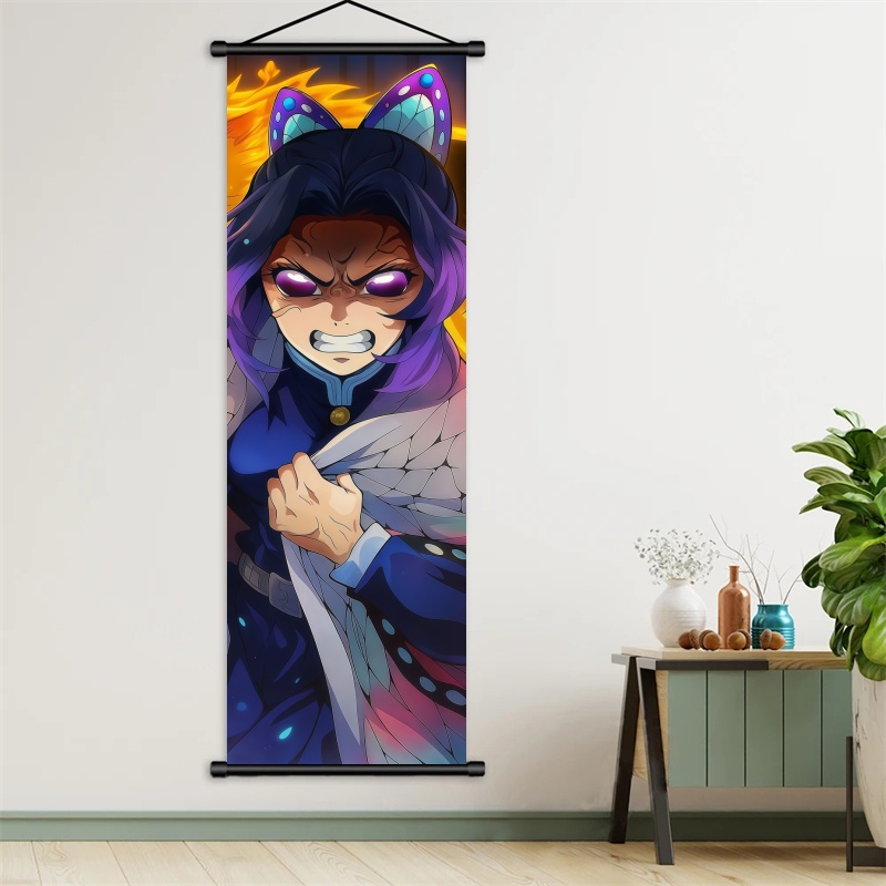 胡蝶しのぶ デーモンスレイヤーアートファブリック掛け軸、アニ - Home Decor Ideas のレビューと価格