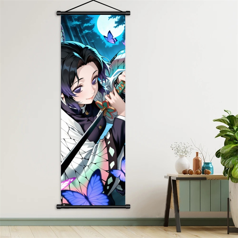 胡蝶しのぶ デーモンスレイヤーアートファブリック掛け軸、アニ - Home Decor Ideas のレビューと価格