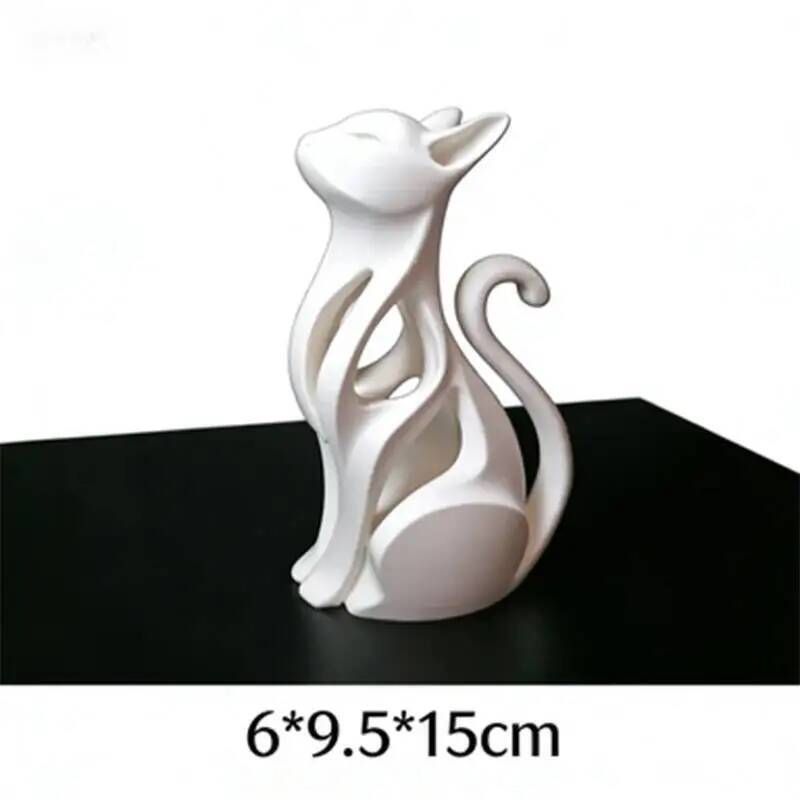 モダンアート猫像3Dプリントミニマリストホームデコレーション - Abstract Sculpture Resin のレビューと価格