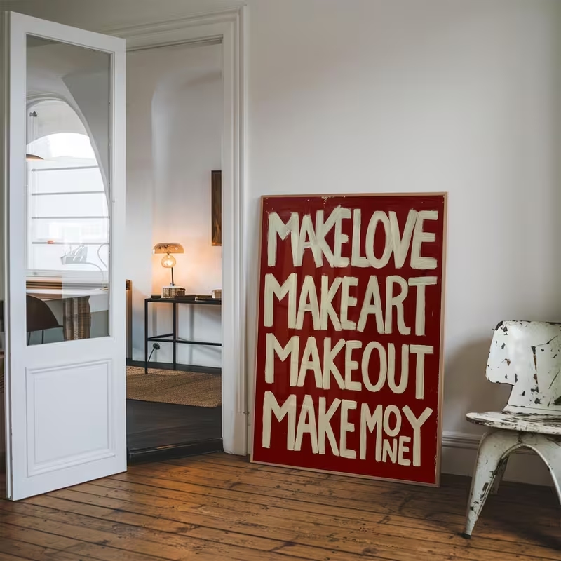 モダン、レトロな自作の「Love Kisses Me」の引用 - Home Decor Reviews のレビューと価格