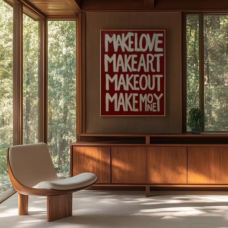 モダン、レトロな自作の「Love Kisses Me」の引用 - Home Decor Reviews のレビューと価格