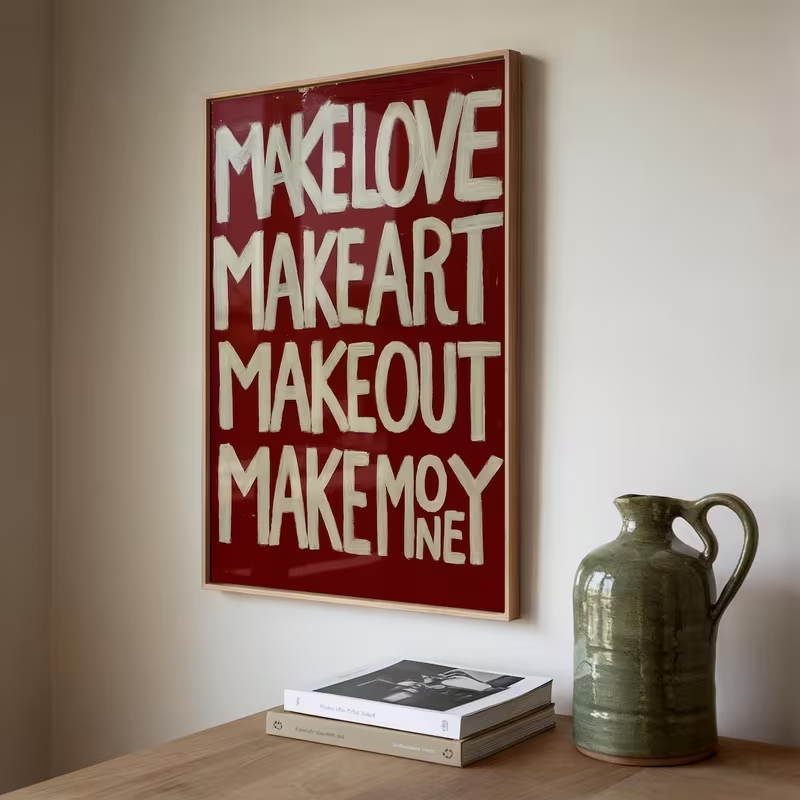 モダン、レトロな自作の「Love Kisses Me」の引用 - Home Decor Reviews のレビューと価格