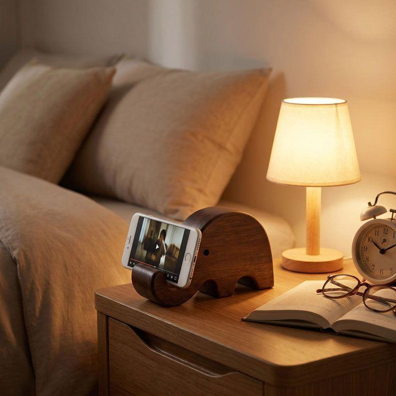 シンプルな無垢材ブラックウォールナット製電話スタンド名刺ディ - Home Decor Inspo のレビューと価格