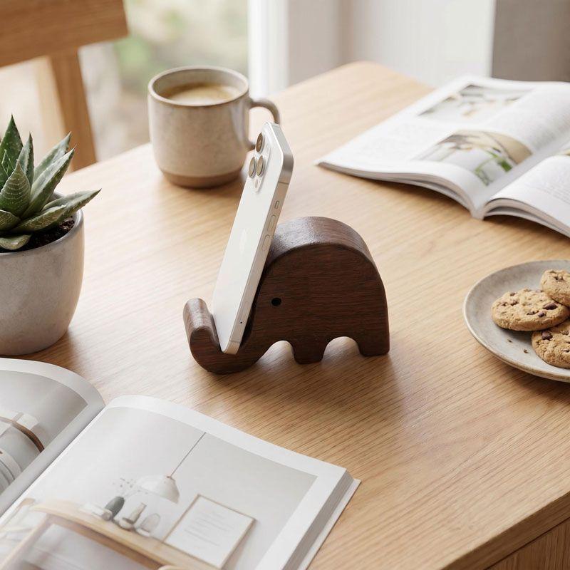 シンプルな無垢材ブラックウォールナット製電話スタンド名刺ディ - Home Decor Inspo のレビューと価格