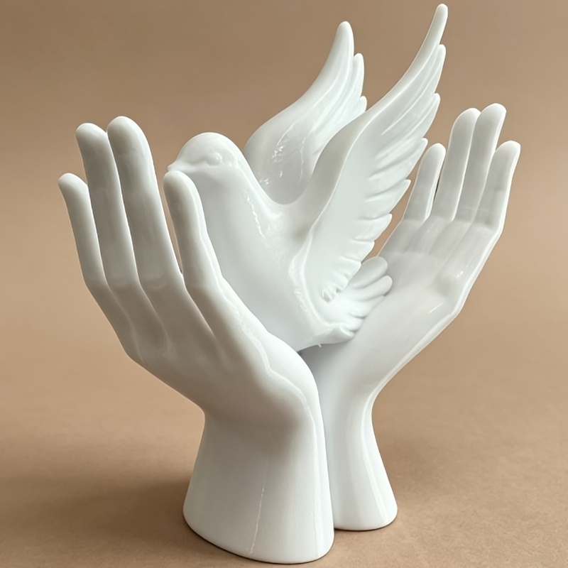 1ピースの平和の手の像、鳩のデザイン入り、3Dプリントされた - Abstract Sculpture Resin のレビューと価格
