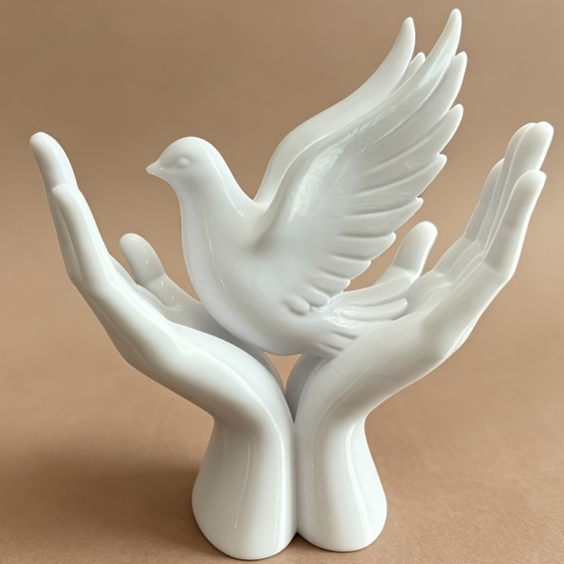 1ピースの平和の手の像、鳩のデザイン入り、3Dプリントされた - Abstract Sculpture Resin のレビューと価格