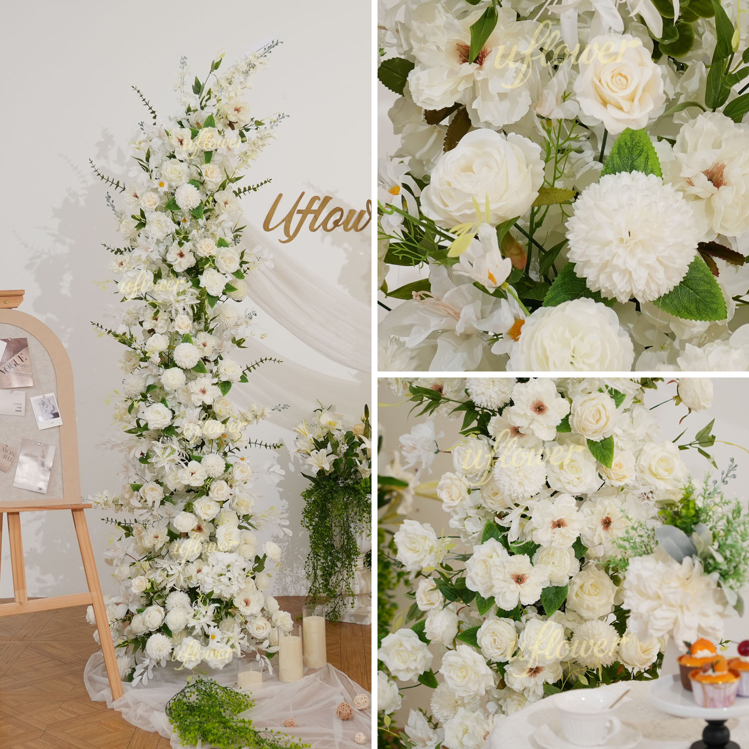 芝生のウェディングアーチフラワー、豪華な白いバラ、デイジー、 - Home Decor Daisy のレビューと価格