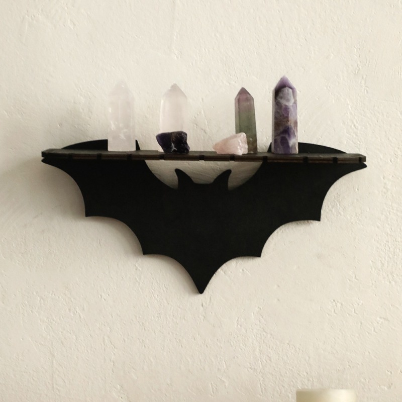 新しいハロウィンゴシック蜘蛛の巣ウォールシェルフダークウッド - Floating Shelves のレビューと価格
