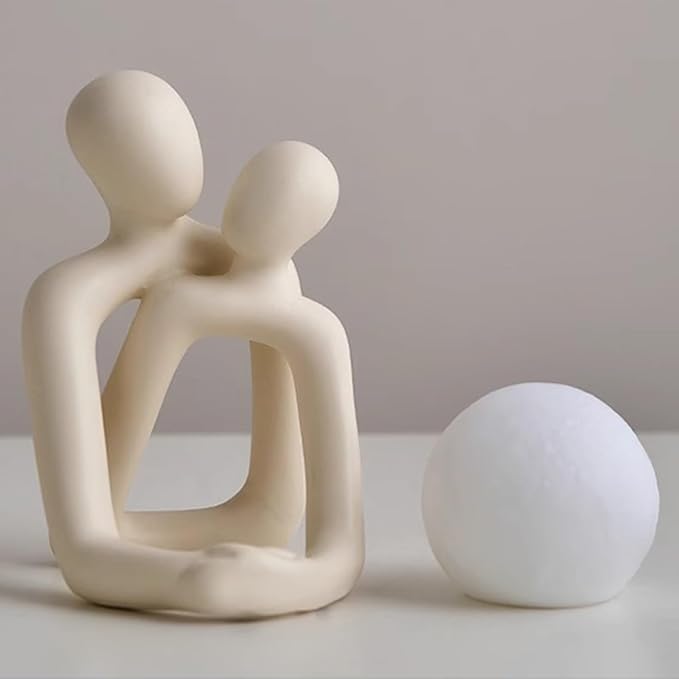抱き合うカップルの抽象彫刻、温かい光を放つモダンなミニマリス - Abstract Sculpture Resin のレビューと価格