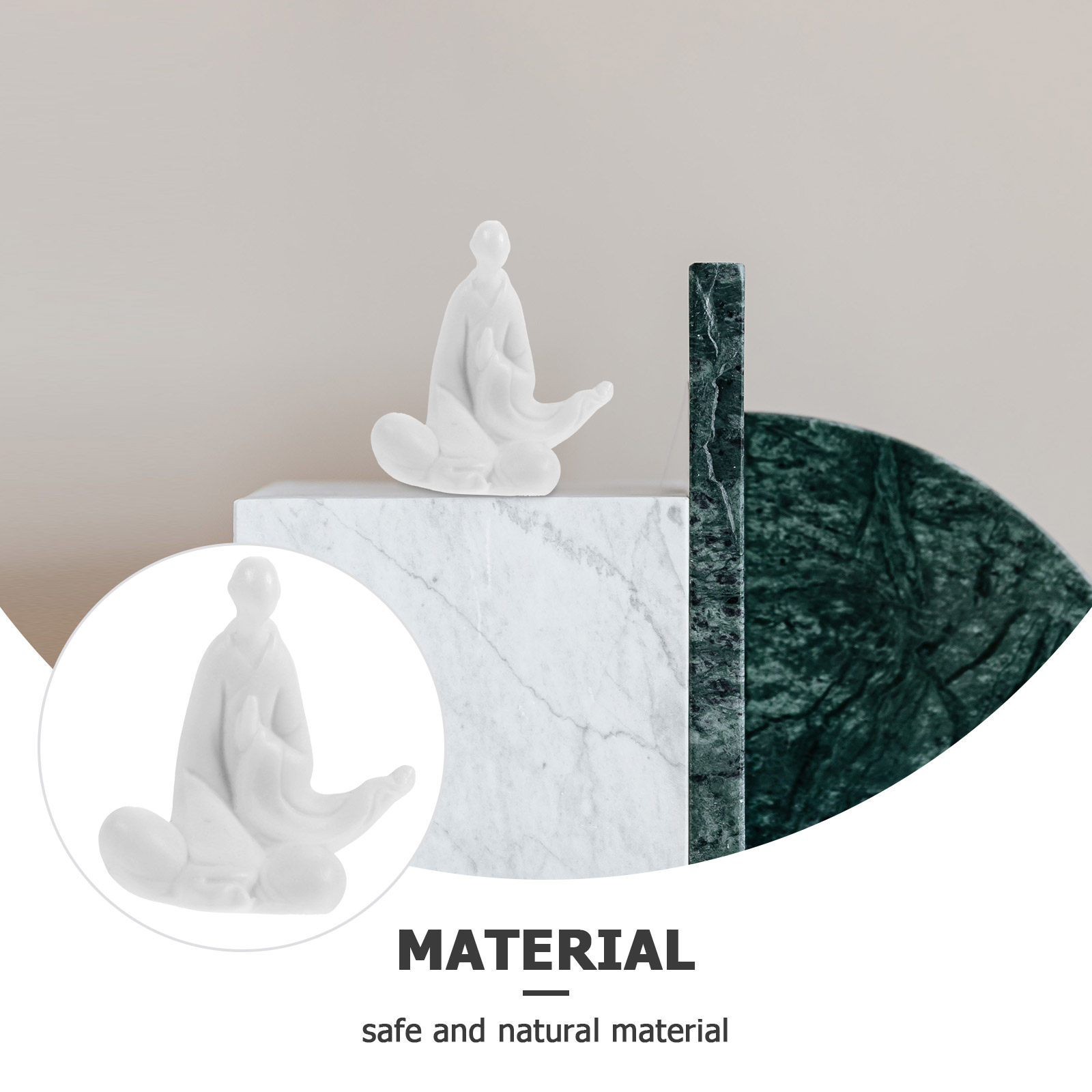 顔のない僧侶の置物、白磁製、瞑想像、家庭、オフィス、寝室、机 - Home Decor White のレビューと価格