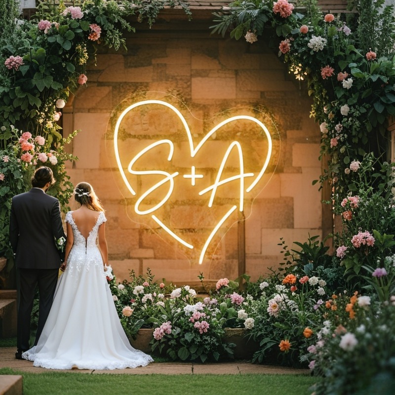 カスタムイニシャルハートLEDネオンサイン、結婚式パーティー - Home Decor Ideas のレビューと価格