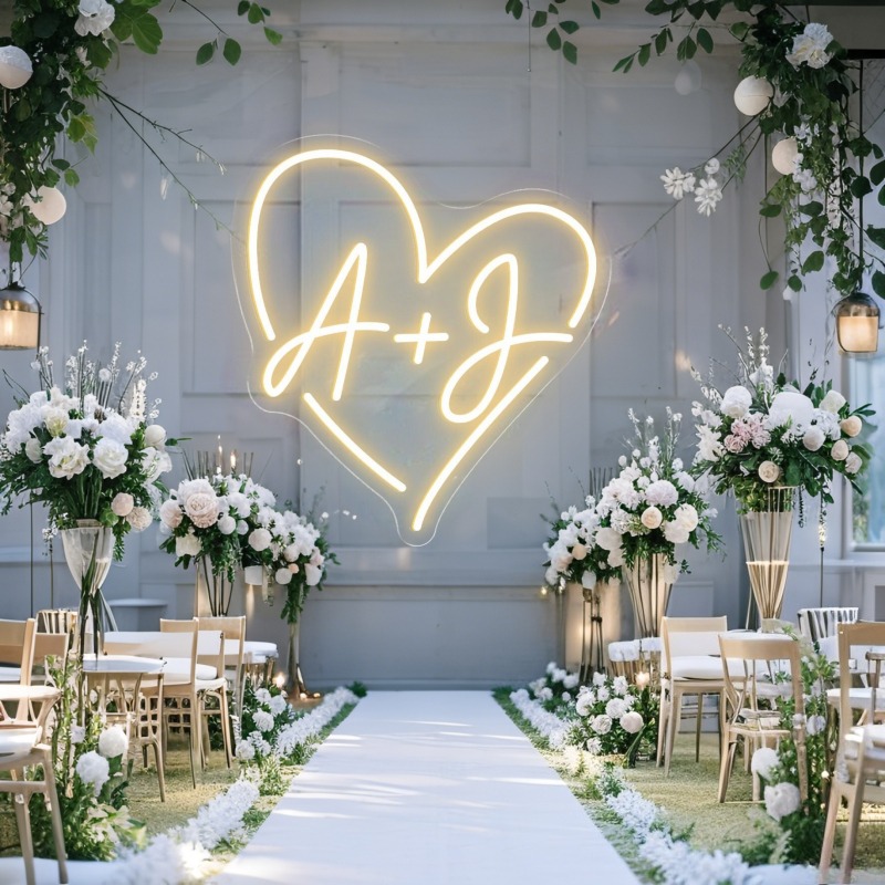 カスタムイニシャルハートLEDネオンサイン、結婚式パーティー - Home Decor Ideas のレビューと価格