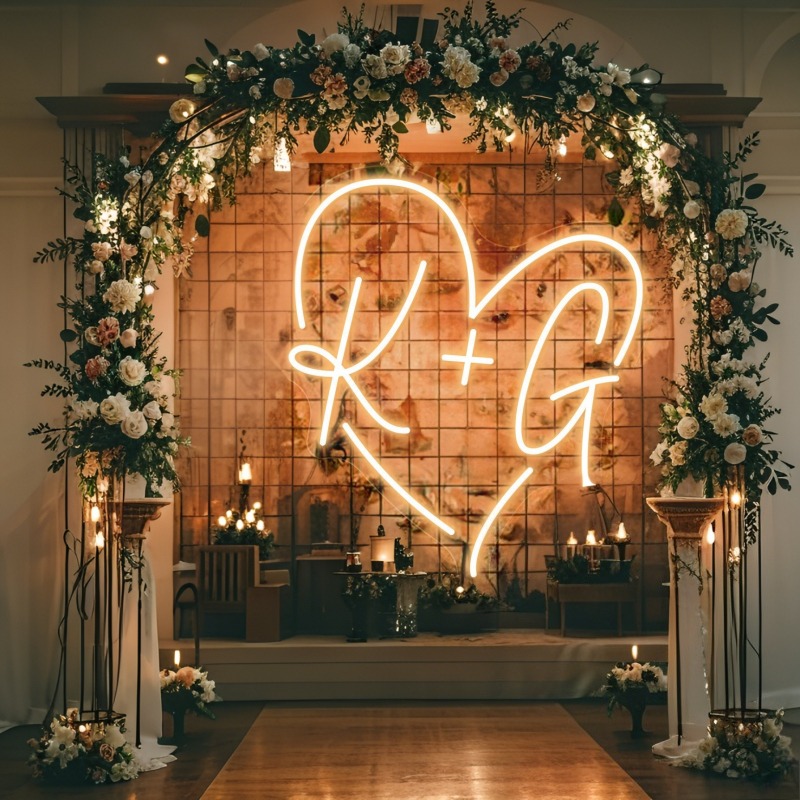 カスタムイニシャルハートLEDネオンサイン、結婚式パーティー - Home Decor Ideas のレビューと価格