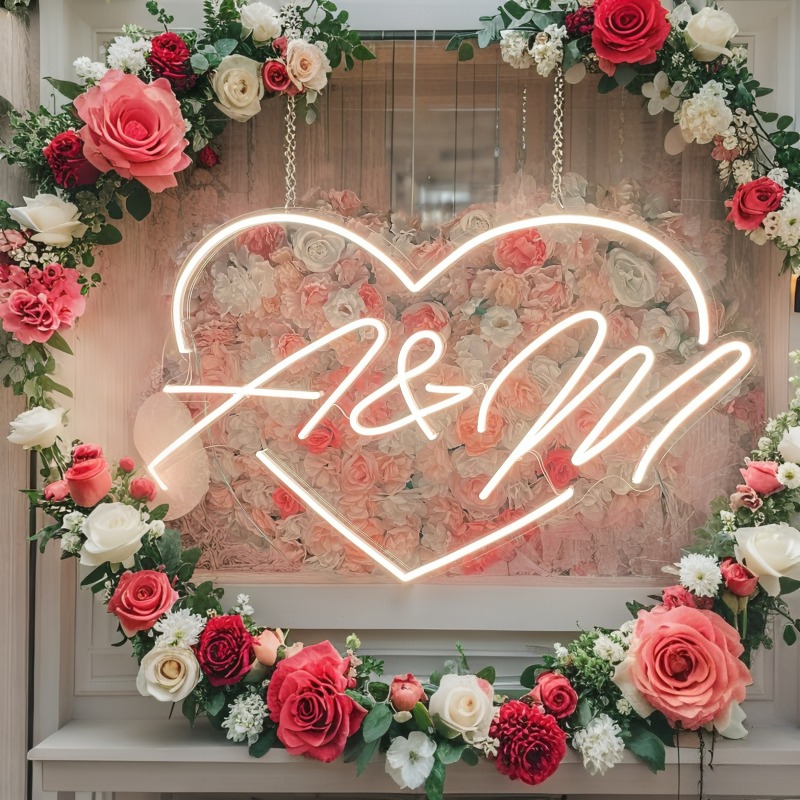 カスタムイニシャルハートLEDネオンサイン、結婚式パーティー - Home Decor Ideas のレビューと価格