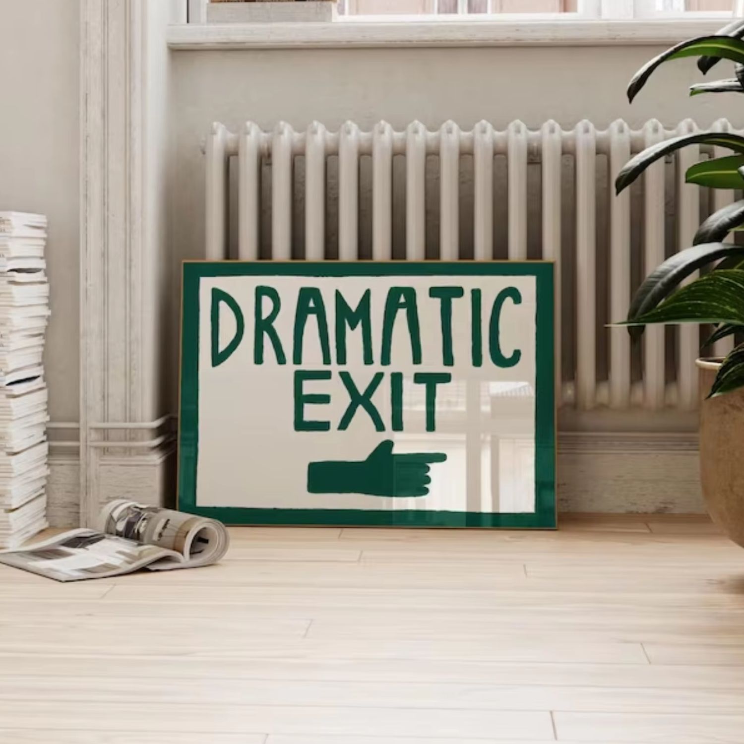 面白い廊下プリントダークグリーンドラマティックエグジットウォ - Home Decor Reviews のレビューと価格