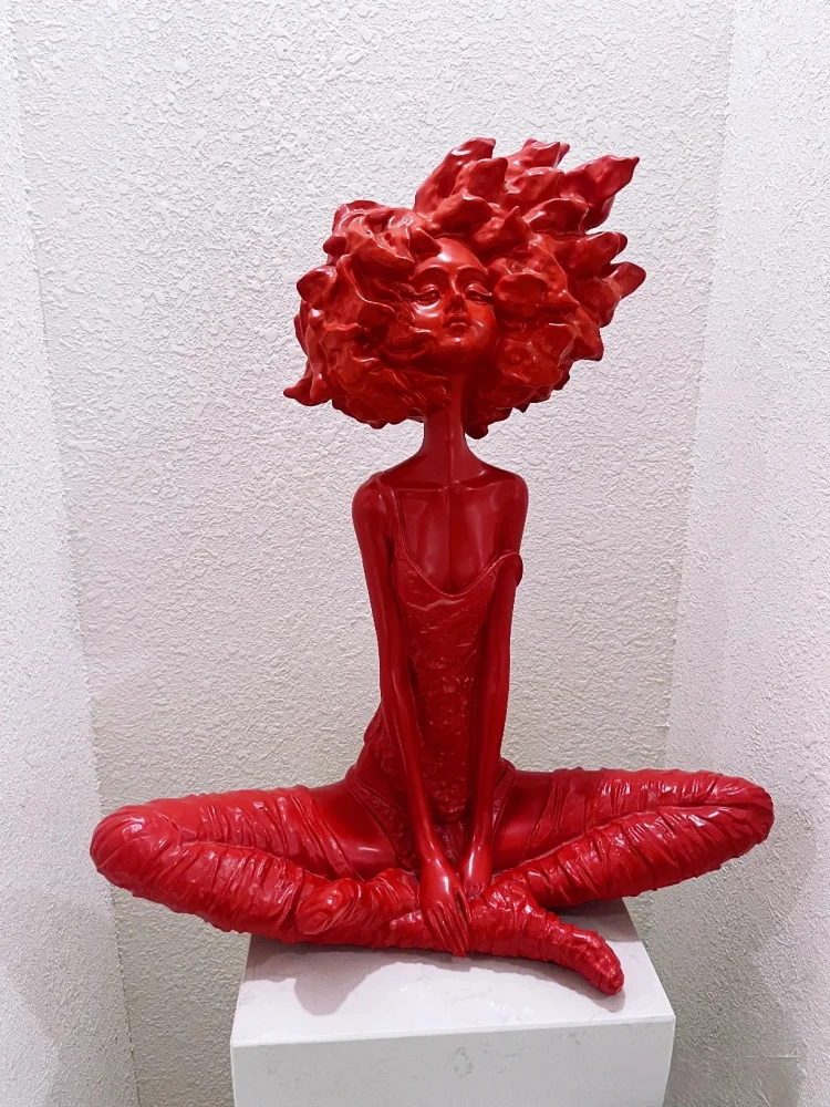 現代北欧アートルーム装飾抽象座り少女フィギュアアクションフィ - Abstract Sculpture Resin のレビューと価格