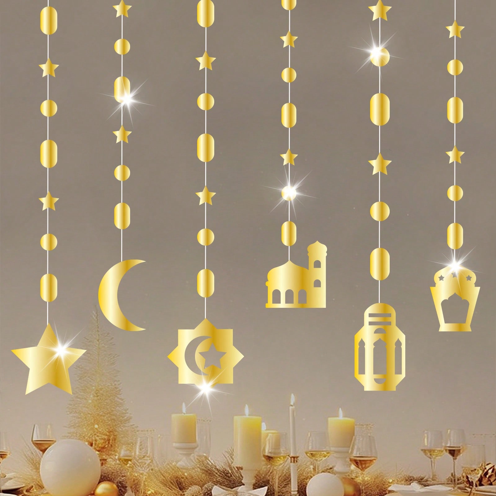 ラマダン装飾、ラマダンホームホローバナー吊り下げ式月星ランタ - Home Decor For Birthday のレビューと価格