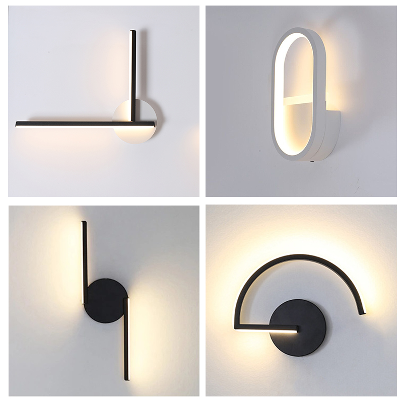 モダンな北欧LEDウォールランプ、ミニマリストブラック幾何学 - Home Decor White のレビューと価格