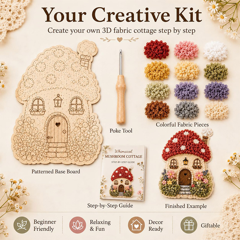 3Dマッシュルームハウス ポケアート DIYキット 布製パン - Home Decor Ideas のレビューと価格