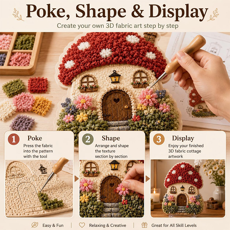 3Dマッシュルームハウス ポケアート DIYキット 布製パン - Home Decor Ideas のレビューと価格