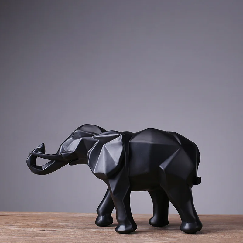 創造的な樹脂の黒い象の像、抽象的な幾何学的な彫刻、デスクトッ - Abstract Sculpture Resin のレビューと価格