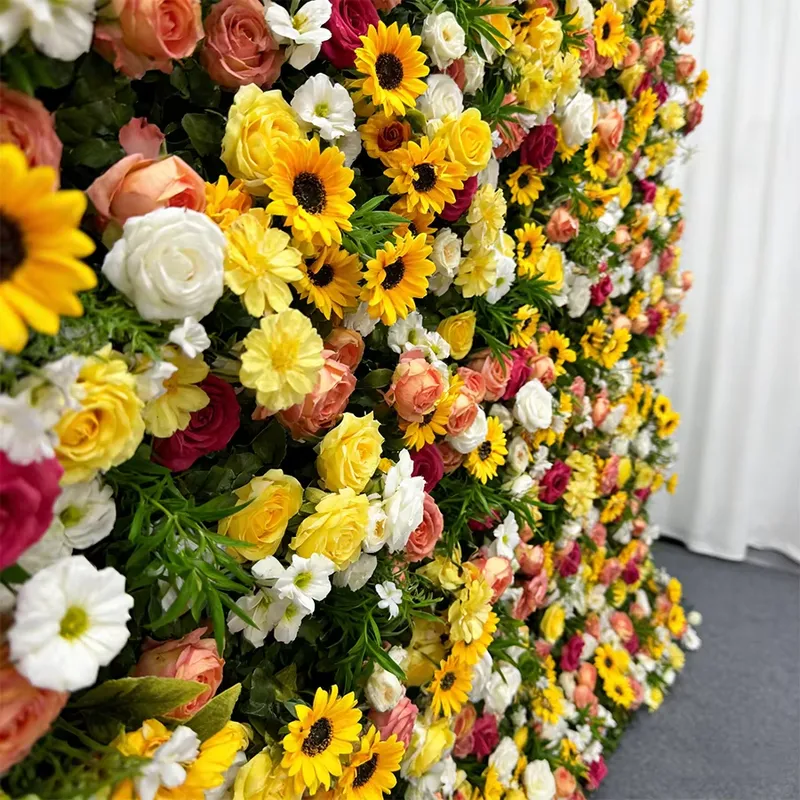 高品質な夏の花、黄色、オレンジ、ピンクの菊の造花ウォール、結 - Home Decor Orange のレビューと価格