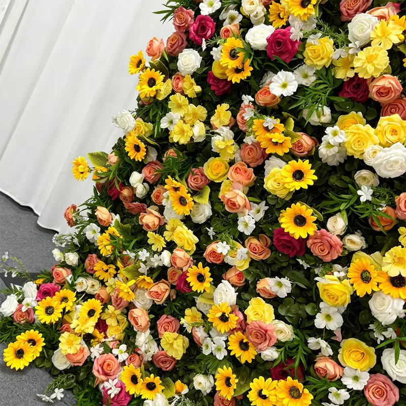 高品質な夏の花、黄色、オレンジ、ピンクの菊の造花ウォール、結 - Home Decor Orange のレビューと価格