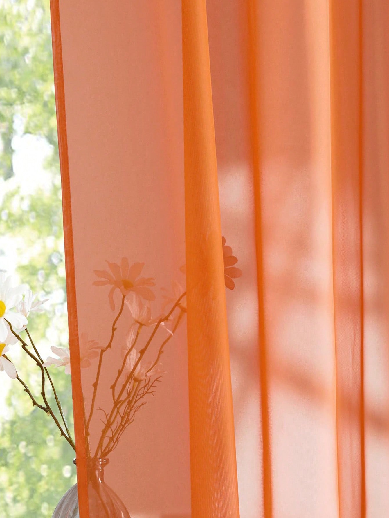 1枚 エレガントな透明オレンジオーガンザ ハーフシアー ロッ - Home Decor Orange のレビューと価格