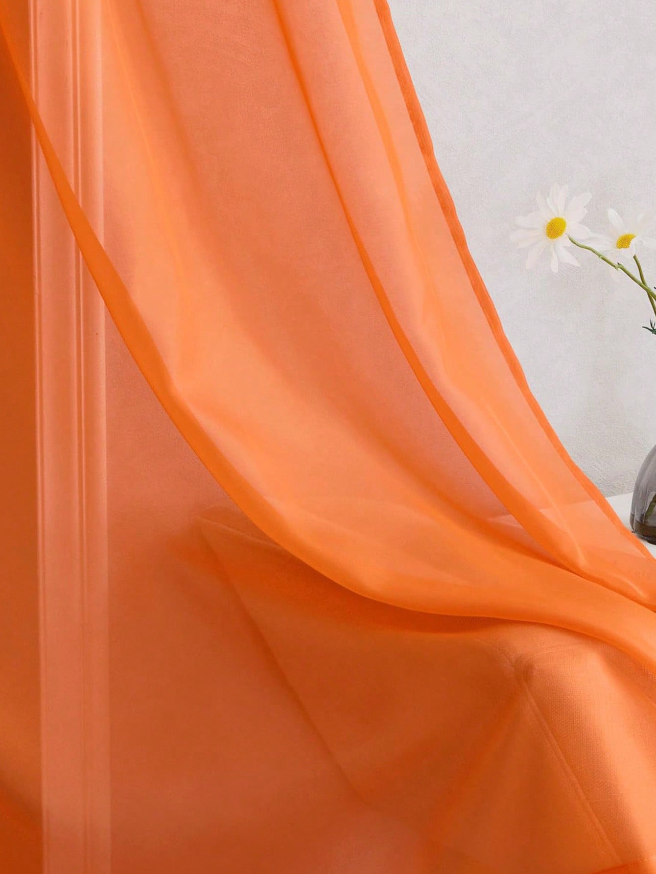 1枚 エレガントな透明オレンジオーガンザ ハーフシアー ロッ - Home Decor Orange のレビューと価格