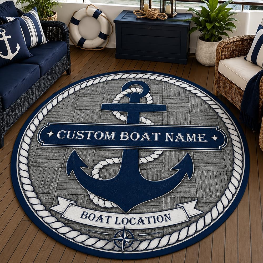 カスタム航海アンカードアマット、ボート名や場所を記入できるパ - Home Decor Locations のレビューと価格