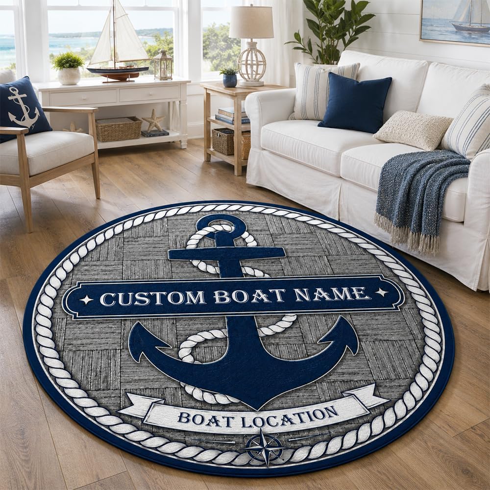 カスタム航海アンカードアマット、ボート名や場所を記入できるパ - Home Decor Locations のレビューと価格