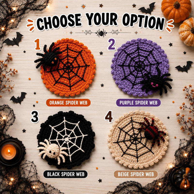 10cm ハロウィーン スパイダーウェブ柄の編み込みコースタ - Home Decor Orange のレビューと価格