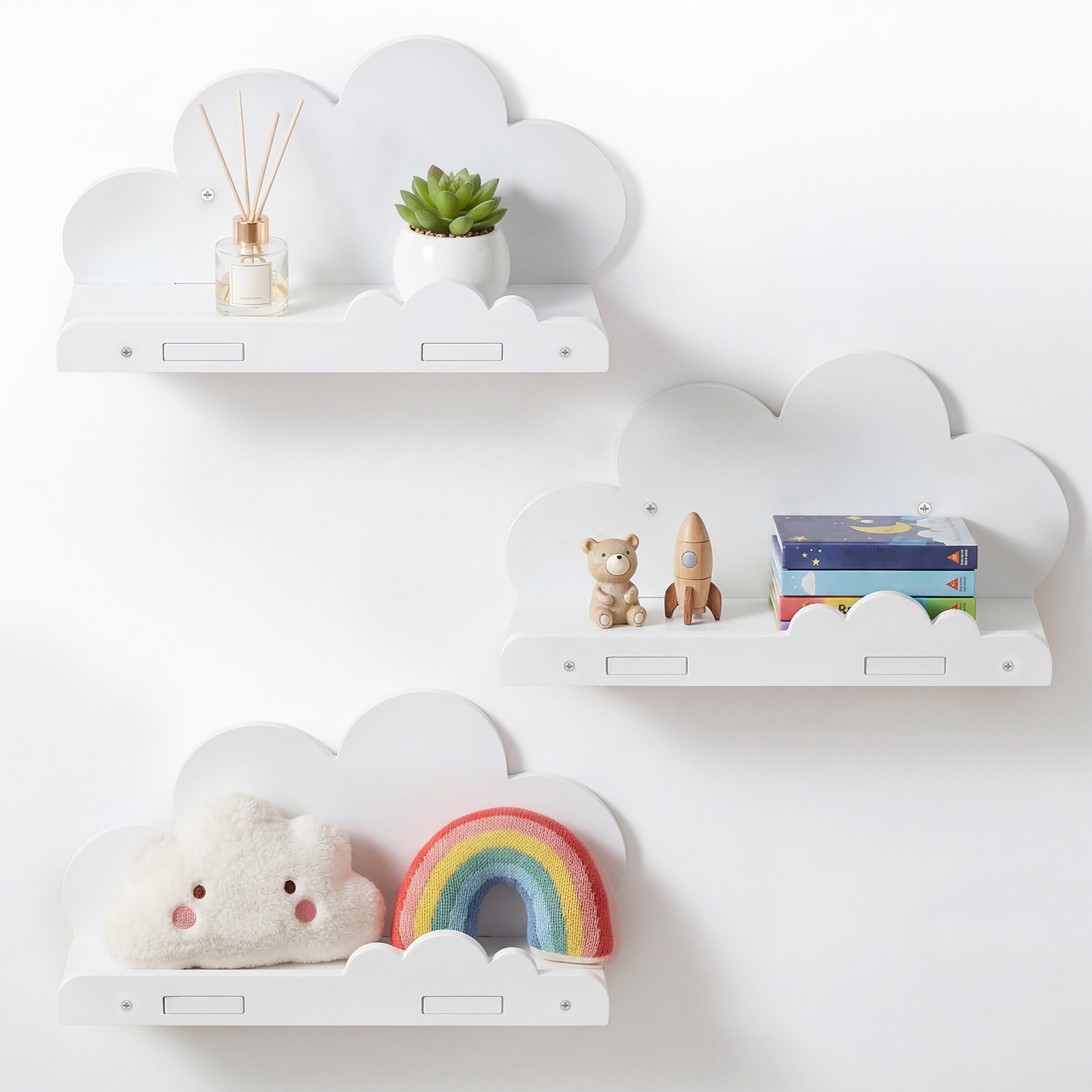 3個セット 雲型フローティングシェルフ 壁掛け収納棚 木製お - Floating Shelves のレビューと価格