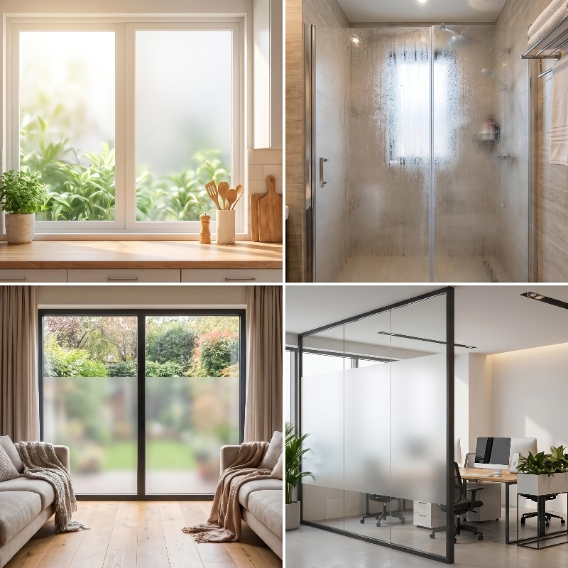 純白のつや消しプライバシーウィンドウフィルム、接着剤不要、半 - Home Decor White のレビューと価格