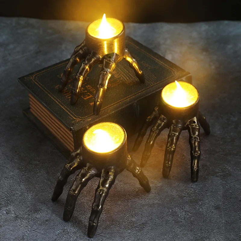 ハロウィーン用LEDキャンドルランタン,腕を砕く,頭蓋骨,ホ - Home Decor Orange のレビューと価格