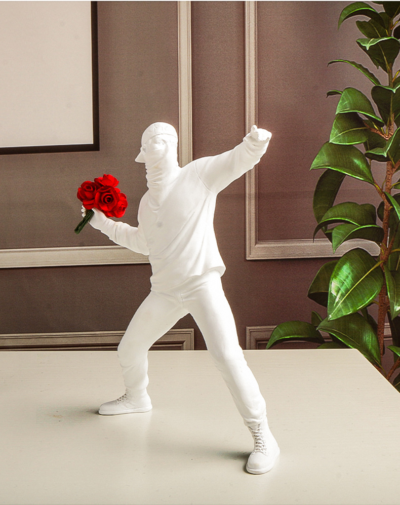 Banksy-まだ花の装飾、抽象芸術の彫刻、置物の装飾、リビ - Abstract Sculpture Resin のレビューと価格